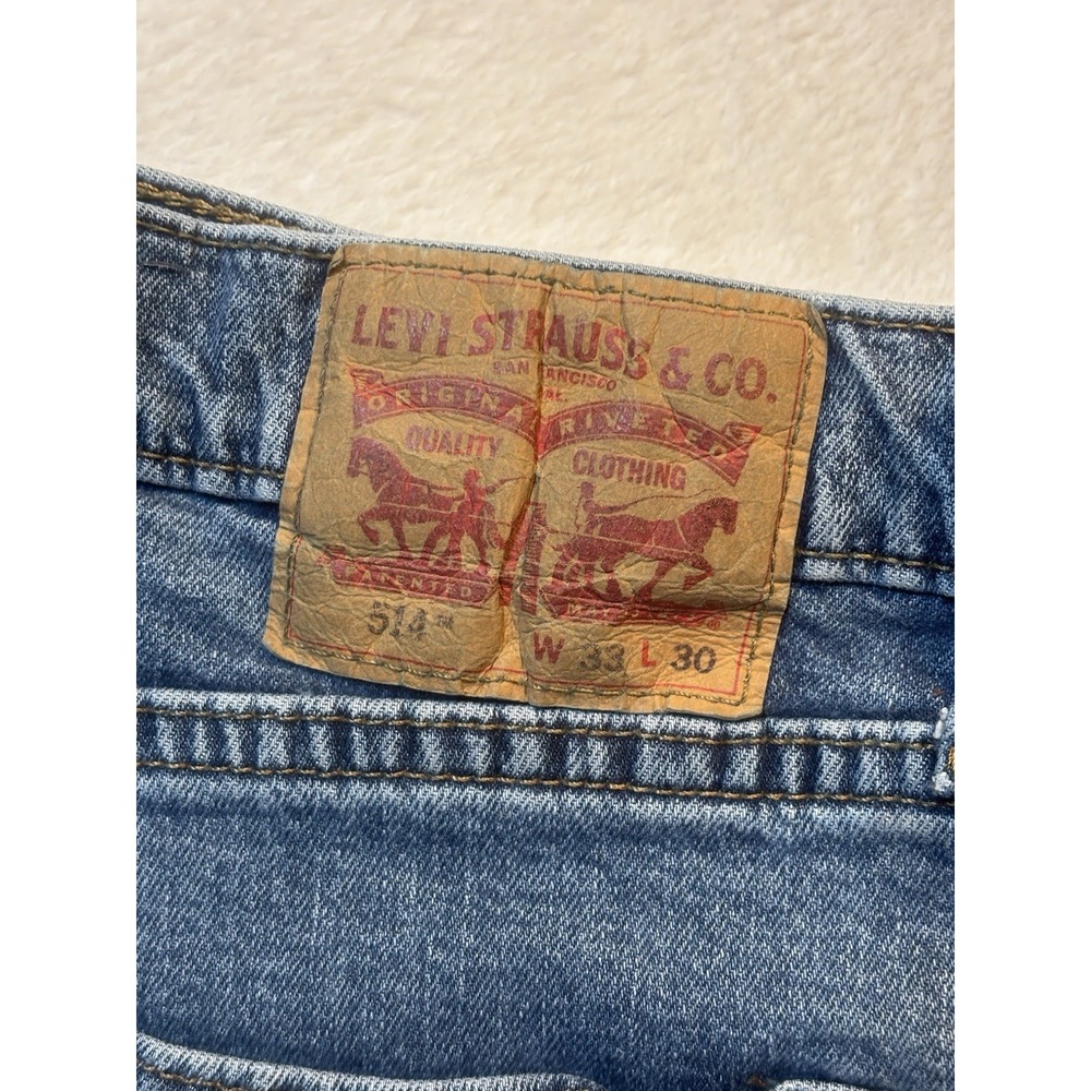 Levi's 514 Jeans Mens Size 33x23 Straight Fit Blue Denim Medium Wash Blank Tag